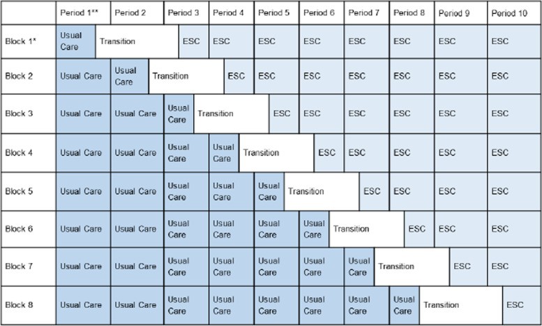 A table comparing ESC care approach to usual institutional care.