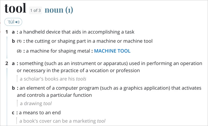 Merriam Webster definition of tool