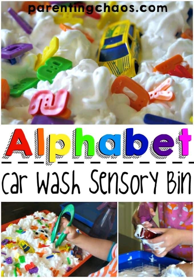 Alphabet Car Wash Sensory Bin