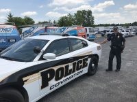 Plainfield Police Department vehicle graphics demonstrating clear, no-nonsense font for "POLICE" and high contrast for authority