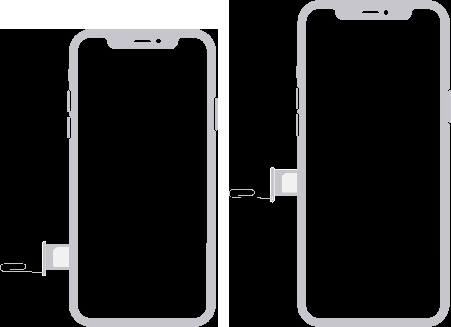 iPhone 12 models showing SIM tray location on the left side