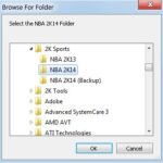 Selecting NBA 2K14 game directory for MyCAREER Jersey Tool