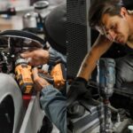 Cordless impact wrench being used to remove a lug nut.