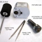 Diagram of a slot car donut tire cutting tool